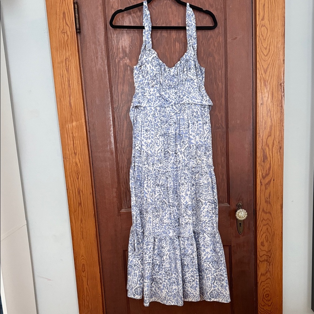 Trixxi Blue and White Patterned Maxi Dress